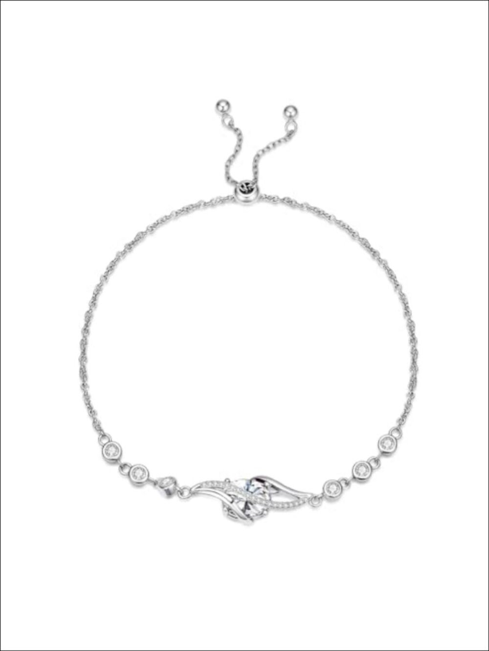 Sterling Silver Birthstone Link Bracelet for Women Adjustable 9 Inch